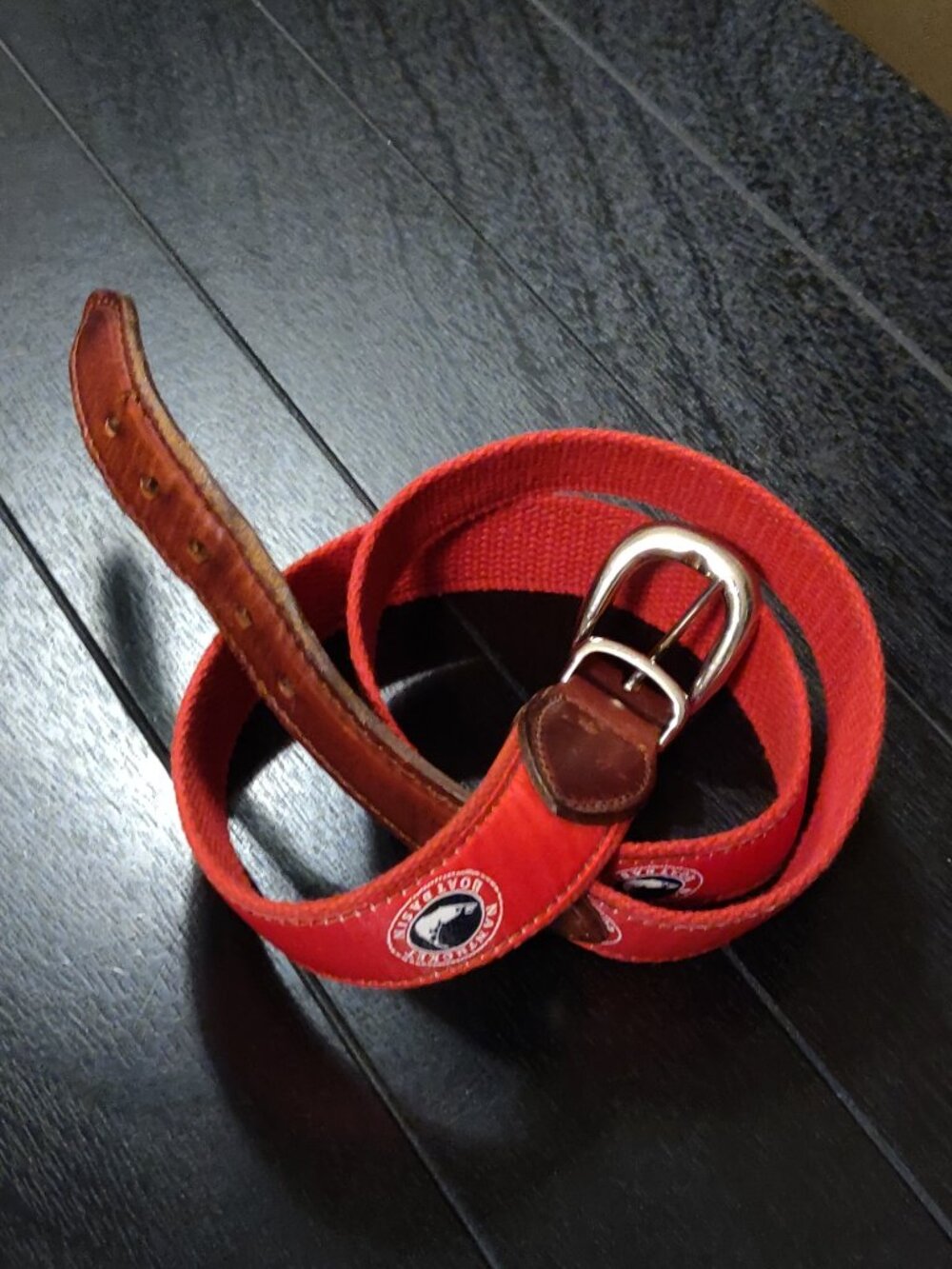 YRI Ribbon Belt Red Nantucket Boat Basin Men's Size 38